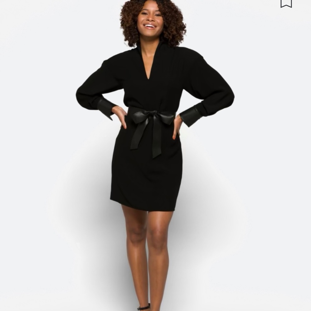 Vince Belted Slit-Neck Dress